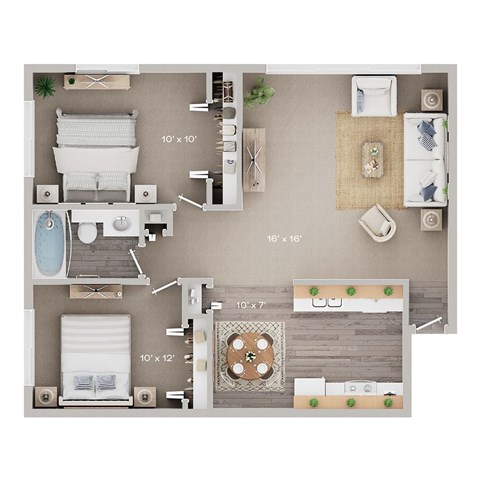 Two Bedroom 1 Bath 950 Sqft.